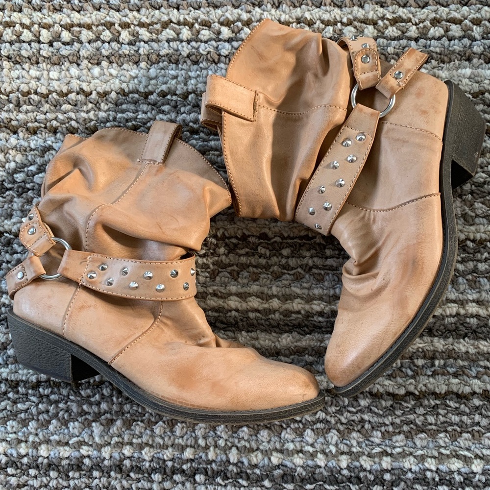 Slouchy Ankle Boot Studded Strap